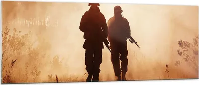 Produktbild von Bilder auf glas - Soldat Gewehr - 140x50cm - Glasbilder - Wandbilder - Kunstdruck - zum Aufhängen bereit - Wanddekoration aus Glas - Glas Bilder - Wandbild auf Glas - Einteilig - GAB140x50-4043