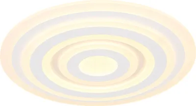 A close-up, top-down view of a modern ceiling light with concentric rings.