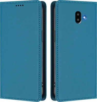 Image de Étui en cuir pour Samsung Galaxy J6 Plus, étui à rabat magnétique en cuirPolyuréthaneavec support, bleu lac