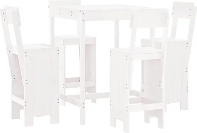 Produktbild von vidaXL 5-tlg. Gartenbar-Set Weiß Massivholz Kiefer