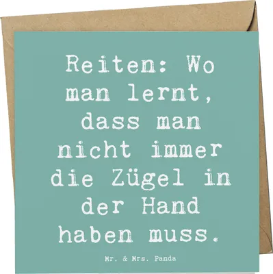 Produktbild von Mr. & Mrs. Panda Klappkarte Spruch Reiten Freiheit - Meeresbrise - Geschenk, Grußkarte, faltkarte, Kontrolle, anlasskarte, Lebensweise, Dressur, Sportler Geschenke, Sport