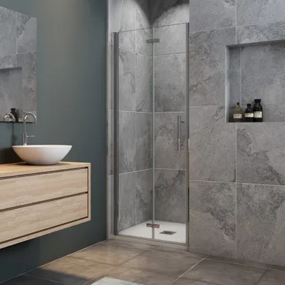 Produktbild von 90X185cm Scharniertür mit 6mm NANO-GLAS Duschkabine Duschabtrennung Dusche Duschwand Eckeinstieg Falttüren Duschtür