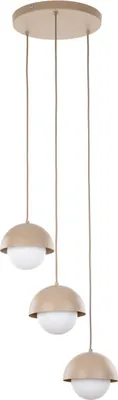 Produktbild von Hängeleuchte Metall Glas B: 31,5 cm H: max. 140 cm Beige Weiß G9 3-flammig Modern Hängelampe