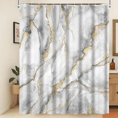 Obrázok produktu pre Luxusná 3D sprchová záclona s motívom mramoru, vodeodolná, rozmer 240 x 180 cm