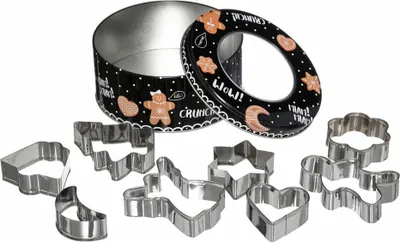 Produktbild von 5Five Simply Smart Keksdose mit 8 Ausstechern, Gebäckdose, Metall, 13.5 cm, 136157