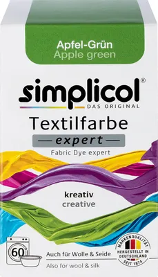 Produktbild von simplicol Textilfarbe expert, DIY Färbemittel für Stoff in verschiedenen Farben, Farbe:Apfel-Grün (1714), Größe:1er Pack