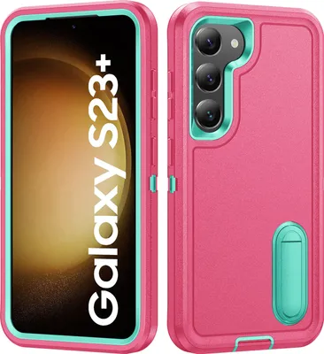 Produktbild von Hülle für Samsung Galaxy S23+ Hybrid Dreilagige Robust Stoßfest Schwerlast Schutzhülle mit Ständer Rosa
