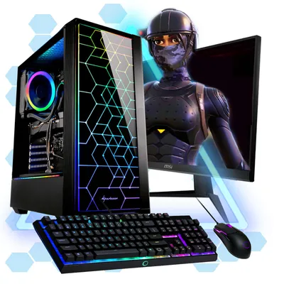 Produktbild von Gaming PC Komplett Set - AMD Ryzen 7 5700G - Radeon Grafik - 512GB M.2 NVMe SSD - 32GB DDR4 - Windows 11 - WLAN - 27" TFT - Tastatur/Maus - Gamer PC