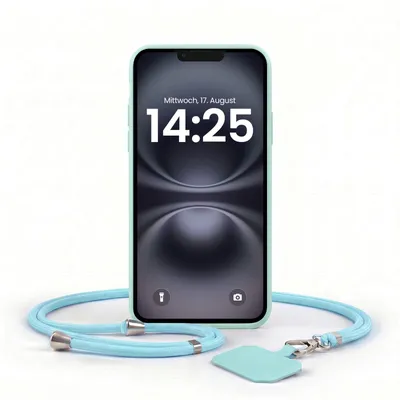 Produktbild von Handyhülle für Apple iPhone 17e mit Handykette Band Kordel Hülle Case Schutzhülle Hellblau