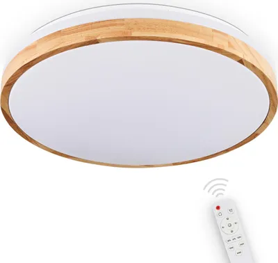 Produktbild von Canino dimmbare Deckenlampe aus Metall/Bambus/Kunststoff in Weiß/Natur