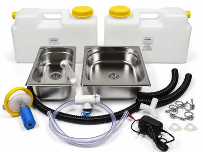 Produktbild von 230V Miniküche Verkaufsstand Bausatz Spüle 325x265x100x 325x176x100 Doppelbecken