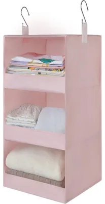 Produktbild von Hängeregal Schrank Organizer mit 3 Fächern, Rosa, Stoff, Faltbar, 30,5 x 30,5 x 75,5 cm