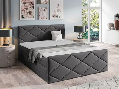 Obrázek produktu pro Kontinentální manželská postel 180x200 MATIA - šedá + topper