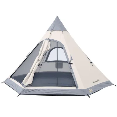 Produktbild von Skandika Tipi Zelt | Zelt für 4-6 Personen, 2-3 m Stehhöhe, eingenähter Zeltboden, 3000 mm Wassersäule, UV 50+, Festivalzelt, Indianerzelt, Familienze