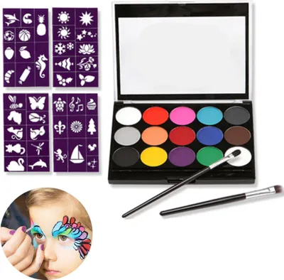Produktbild von Kinderschminke,  Body Kinderschminke Set, 15 Farben Schminkpalette Kinder Gesichtsfarbe Körperfarben Set für Kinder Partys & Fasching Face Painting
