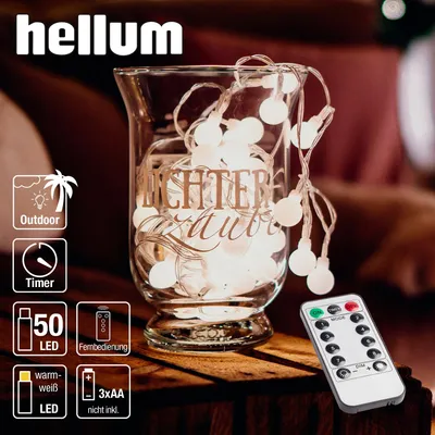 Produktbild von 50er LED-Lichterkette mit Kugeln ww, batteriebetr. Fernbedienung