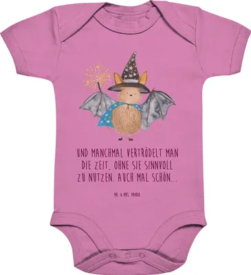 Produktbild von Mr. & Mrs. Panda Strampler Baby Fledermaus Zauberer 1. - 3. Monat - Bubble Gum Pink - Geschenk, Babybody, Lustige Sprüche, baumwoll, Magier, Einteiler, Reinsteigern