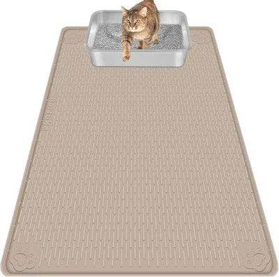 Produktbild von Famanu Katzenstreumatte - Extra große Silikonmatte 40" x 28" für Katzenstreu - weich für Katzenpfoten - leicht zu reinigen - Grau
