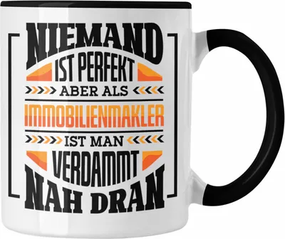 Produktbild von Trendation - Immobilienmakler Tasse Geschenk Ausbildung Geschenkidee Spruch (Schwarz)