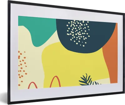Produktbild von MuchoWow® Gerahmtes Poster Sommer - Formen - Abstrakt 60x40 cm - Poster mit Schwarzem Bilderrahmen Wandposter Rahmen Foto Bilder - Schlafzimmer - Plakat in Rahmen - Drucken