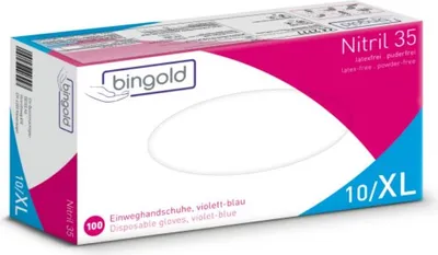 Produktbild von BINGOLD Nitril 35 Schwarz Einweghandschuhe puderfrei 100 Stück : XL Größe: XL