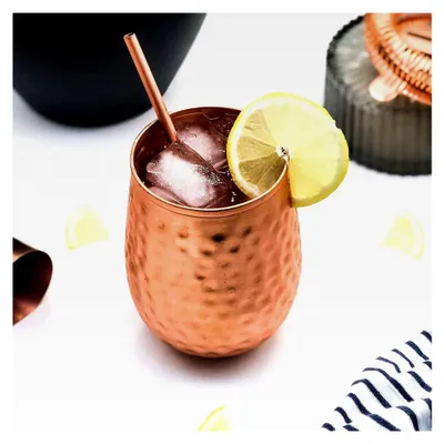 Produktbild von Kupferbecher 110g 100% reines Kupfer Oval Moscow Mule 500ml