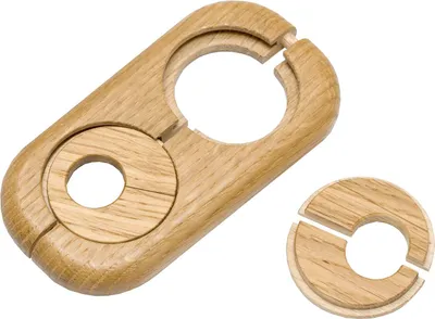 Produktbild von Heizkörperrosette (Doppelrosette) ø 3/8 mm 19/58 mm, Massivholz Eiche lackiert