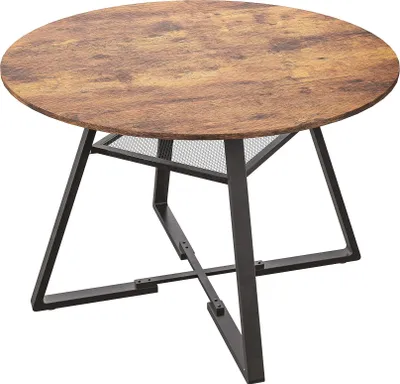 Image de Table ronde - Table de cuisine, table à manger - 120 x 120 x 75 cm - Pour 4 à 6 personnes - Structure en métal - Étagère intégrée - Plateau en MDF