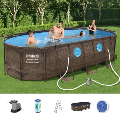 Zdjęcie produktu dla BESTWAY 56716 Power Steel Vista Pool Akcesoria basenowe rattanowe 549x274x122cm
