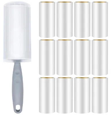 Fusselroller 12er-Pack, 60 Blatt, extra klebrig, für Tierhaare & Textilien