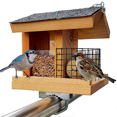 Immagine prodotto di Mangiatoia per uccelli - Appesa - Legno massiccio - Resistente alle intemperie - Per giardino e balcone