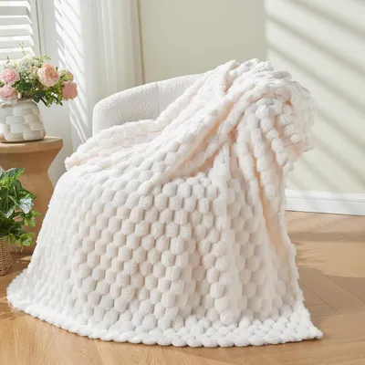 Productafbeelding van Fleece deken imitatiebont, wit, 153 x 203 cm, voor bank