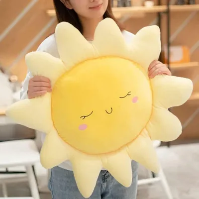 Produktbild von Weiches Sonnenkissen, Plüschkissen, Stofftier, Dekokissen für Zuhause, Geschenk, Kinderkissen, Stofftierspielzeug, Sonnenform, Stuhlkissen, Sofakisse