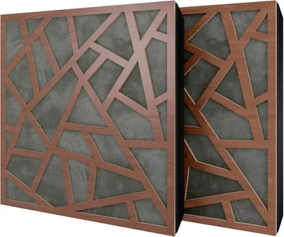 Obrázek produktu pro Balení po 2 kusech – akustický panel s velurovým potahem a montážní sadou | 50 x 50 x 5 cm | Absorpce, difúze, odraz a zvuková izolace | [SKYROSS – ořech | šedá]
