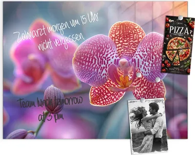 Produktbild von Magnettafel 120x90cm Pinnwand Whiteboard beschreibbar - Exotische Orchidee