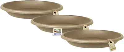 Produktbild von 3 Stück Untersetzer für Blumentopf Cilindro - runder Kunststoff-Unterteller - wetterfestes - UV-beständig - Untersetzer - Ø 29 cm (Innen: ø 21,5 cm) - Taupe