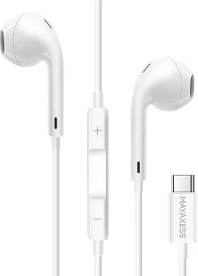 Image de Mayaxess, écouteurs filaires USB-C avec microphone pour iPhone 17 / Pro / Pro Max / Air, blanc