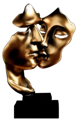 Produktbild von Moderne Skulptur aus Kunstharz, goldene Maske für die Heimdekoration