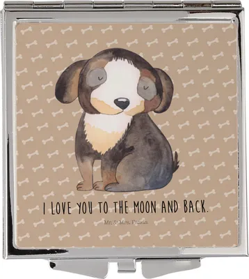 Produktbild von Mr. & Mrs. Panda Schminkspiegel Hund Entspannen - Hundeglück - Geschenk, Handspiegel, Liebe, Kleiner Spiegel, klein, Frauen, Hundespruch, Kosmetikspiegel, Sprüche