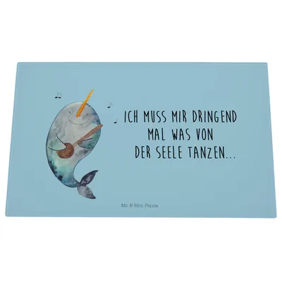 Produktbild von Mr. & Mrs. Panda Hackbrett Narwal Gitarre - Blau Pastell - Geschenk, Glasschneidebrett, schneidbrett, Gespräche, Tanzen, Wal, Probleme, Glas Schneideplatte, Meer