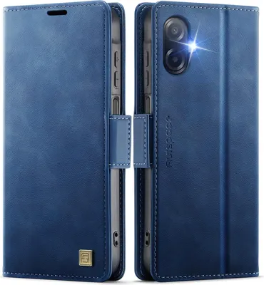 Image de Étui en cuir pour Samsung Galaxy A07 5G/4G, protection RFID, fermeture magnétique, compartiments pour cartes et support Bleu