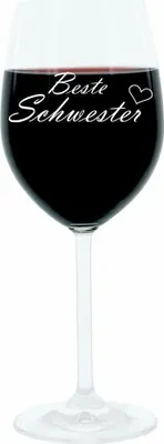 Produktbild von Leonardo Weinglas 400 ml, Beste Schwester, Geschenk Stimmungsglas mit lustiger Gravur, Moodglas, 22 cm