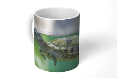 Produktbild von KitchenYeah® Tasse Kaffeetasse Kaffeebecher 350 ml Nahaufnahme einer Schildkröte Teetasse - Fototasse - Becher - Keramikbecher - Teebecher - Kaffeetasse - Bürotasse