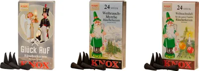 Produktbild von KNOX Räucherkerzen 3er Set: Glück Auf / Weihrauch / Weihnachtsduft - Inhalt jeweils 24 Stück, Größe M (Standard)
