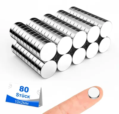 Image de 80 aimants ultra-puissants (10 x 2 mm), petits aimants puissants pour tableaux magnétiques, mini-aimants ronds, aimants puissants pour réfrigérateurs, tableaux blancs, tableaux d'affichage, bureaux