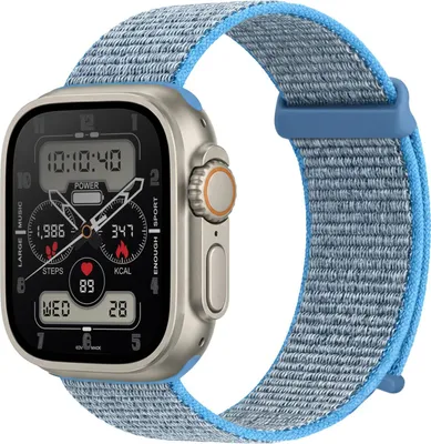 Produktbild von Smartwatch Armband für Apple Watch Ultra 2 49mm Nylon Textil Band Ersatzband Wechselband Klettverschluss flexibel atmungsaktiv Blau