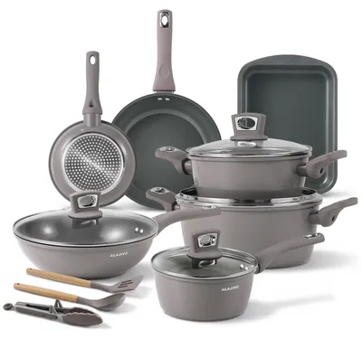 12-tlg. Kochgeschirr-Set Aluminium, antihaftbeschichtet, spülmaschinengeeignet