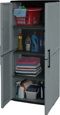 Produktbild von Gartenschrank Wetterfest Outdoor Schrank Kunststoff Mehrzweckschrank Hoch Aufbewahrungsschrank Allzweckschrank Balkonschrank Haushaltsschrank Terrassenschrank Hoch