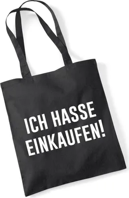 Produktbild von Huuraa Jutebeutel Ich hasse Einkaufen 10 Liter Black Baumwolle Tasche Geschenkidee