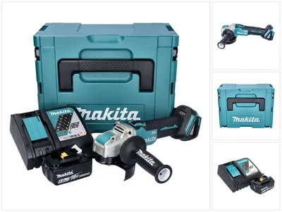 Produktbild von Makita DGA 521 RG1X1J Akku Winkelschleifer 18 V 125 mm X-LOCK Brushless + 1x Akku 6,0 Ah + Ladegerät + Makpac